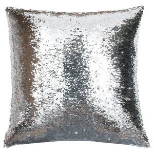 Mario Lorenz Designer Silver Sparkle Mermaid Brush Sequin 22" Throw Pillow NEW